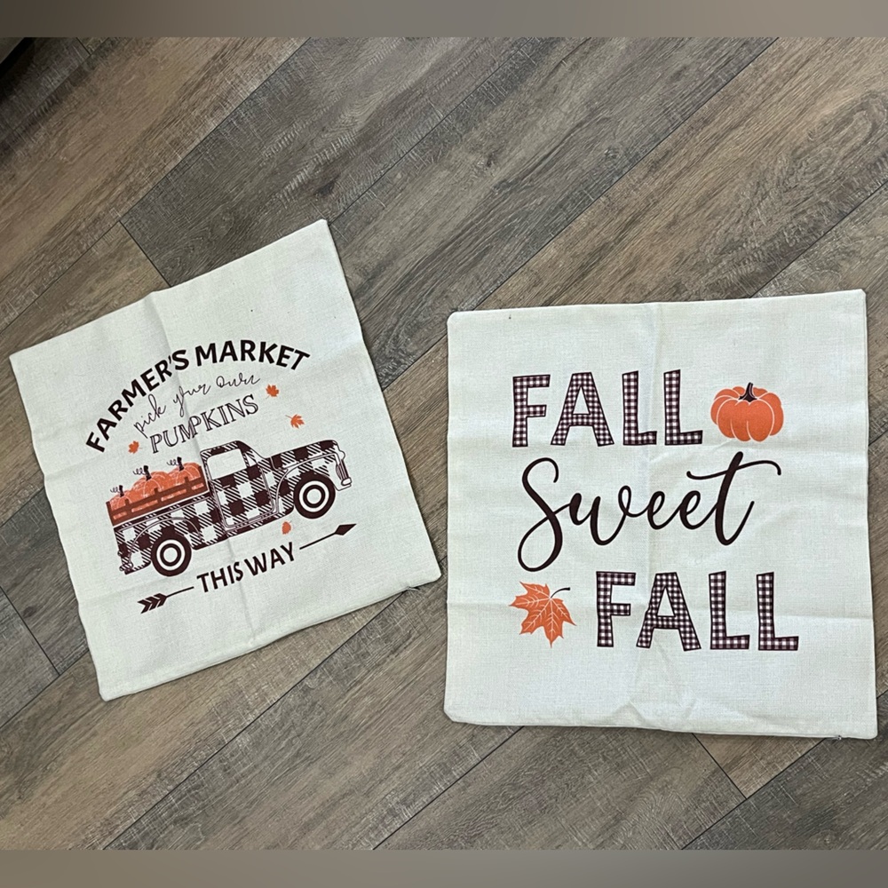 Fall ~Ex Used Condition pillow cover set GUC~ 18x18”⭐️ A 2 For $14 Item⭐️